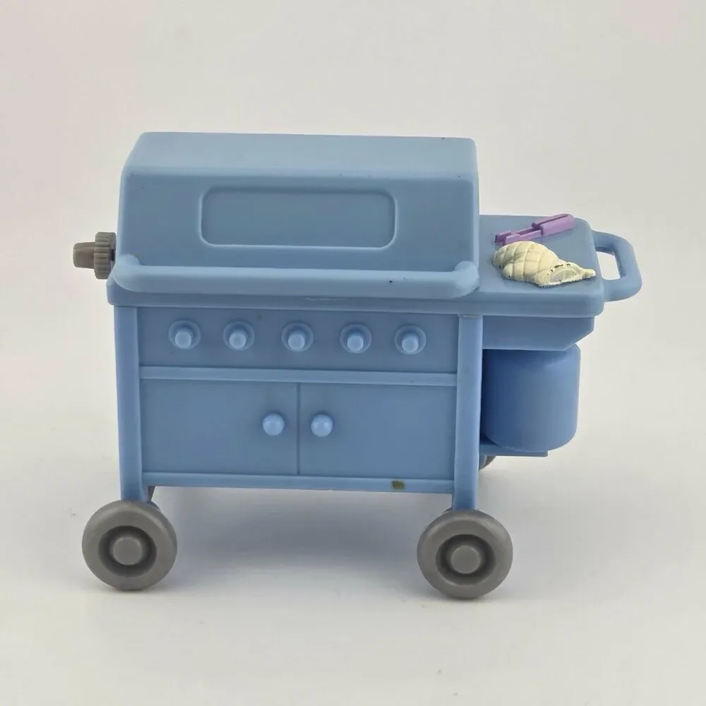 FISHER PRICE Loving Family Dollhouse Blue BARBEQUE GRILL ~ RARE Barbecue (read)